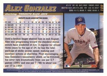 1998 Topps - Inaugural Diamondbacks #109 Alex Gonzalez Back
