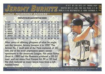 1998 Topps - Inaugural Diamondbacks #126 Jeromy Burnitz Back