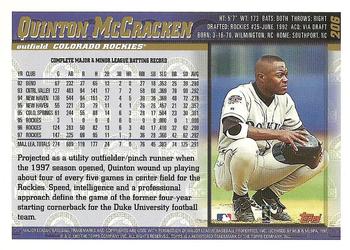1998 Topps - Inaugural Diamondbacks #206 Quinton McCracken Back
