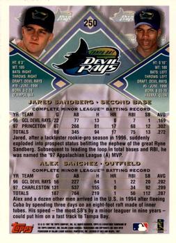 1998 Topps - Inaugural Diamondbacks #250 Jared Sandberg / Alex Sanchez Back