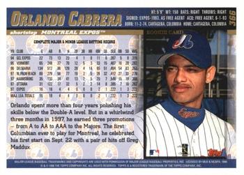 1998 Topps - Inaugural Diamondbacks #366 Orlando Cabrera Back