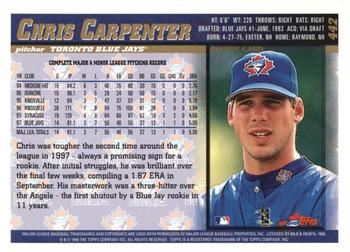 1998 Topps - Inaugural Diamondbacks #442 Chris Carpenter Back