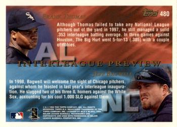 1998 Topps - Inaugural Diamondbacks #480 Jeff Bagwell / Frank Thomas Back