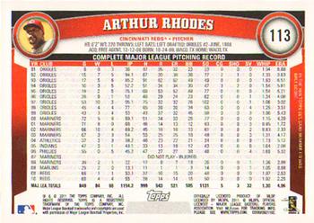2011 Topps #113 Arthur Rhodes Back