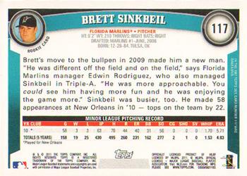 2011 Topps #117 Brett Sinkbeil Back