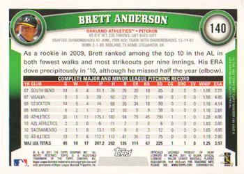 2011 Topps #140 Brett Anderson Back