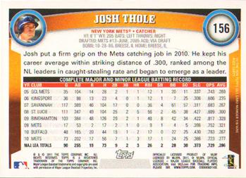 2011 Topps #156 Josh Thole Back