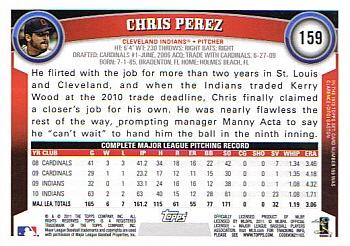 2011 Topps #159 Chris Perez Back