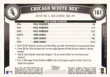 2011 Topps #161 Chicago White Sox Back