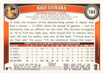 2011 Topps #164 Koji Uehara Back