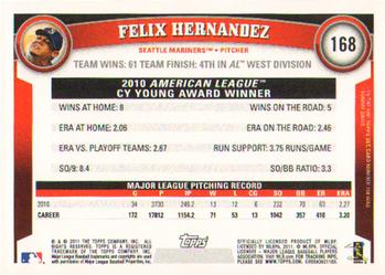2011 Topps #168 Felix Hernandez Back