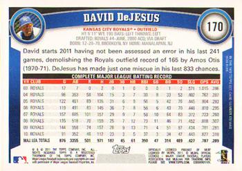2011 Topps #170 David DeJesus Back