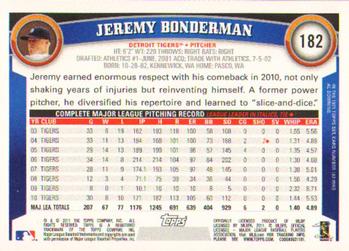 2011 Topps #182 Jeremy Bonderman Back