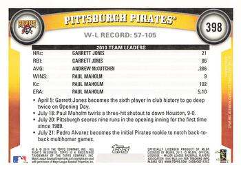 2011 Topps #398 Pittsburgh Pirates Back