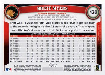2011 Topps #428 Brett Myers Back