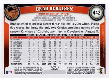 2011 Topps #442 Brad Bergesen Back