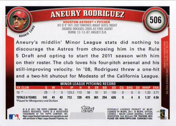 2011 Topps #506 Aneury Rodriguez Back