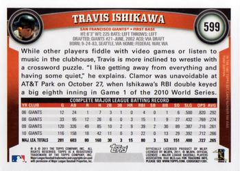 2011 Topps #599 Travis Ishikawa Back