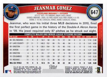 2011 Topps #647 Jeanmar Gomez Back