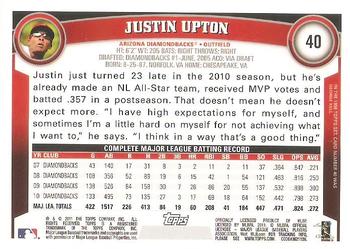 2011 Topps #40 Justin Upton Back