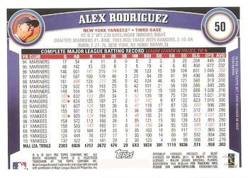 2011 Topps #50 Alex Rodriguez Back