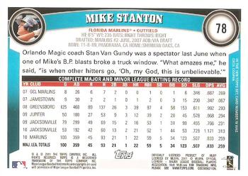 2011 Topps #78 Mike Stanton Back