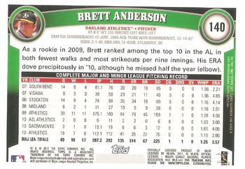2011 Topps #140 Brett Anderson Back