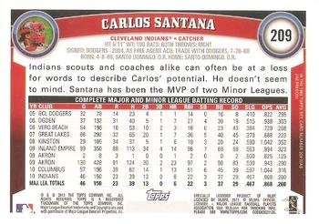 2011 Topps #209 Carlos Santana Back