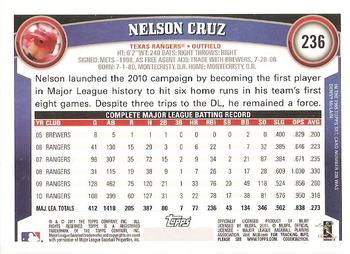 2011 Topps #236 Nelson Cruz Back