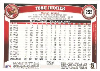 2011 Topps #255 Torii Hunter Back
