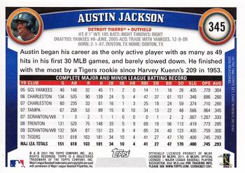 2011 Topps #345 Austin Jackson Back