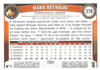 2011 Topps #378 Mark Reynolds Back