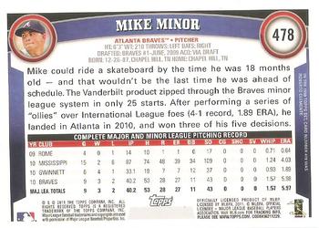 2011 Topps #478 Mike Minor Back