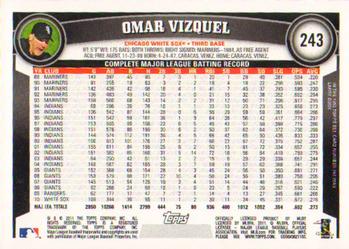 2011 Topps #243 Omar Vizquel Back
