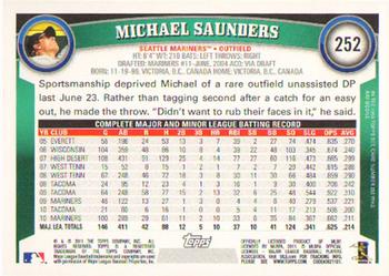 2011 Topps #252 Michael Saunders Back