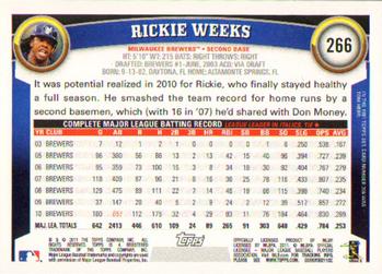 2011 Topps #266 Rickie Weeks Back