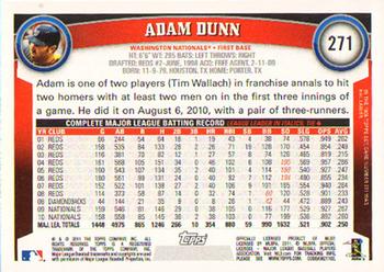 2011 Topps #271 Adam Dunn Back