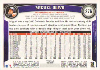 2011 Topps #276 Miguel Olivo Back