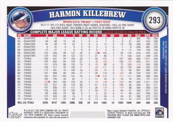 2011 Topps #293 Harmon Killebrew Back