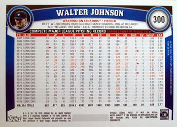 2011 Topps #300 Walter Johnson Back