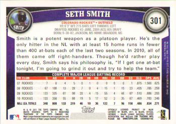 2011 Topps #301 Seth Smith Back