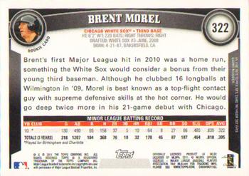 2011 Topps #322 Brent Morel Back