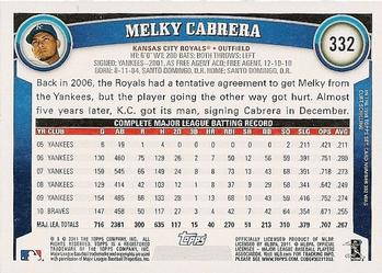 2011 Topps #332 Melky Cabrera Back