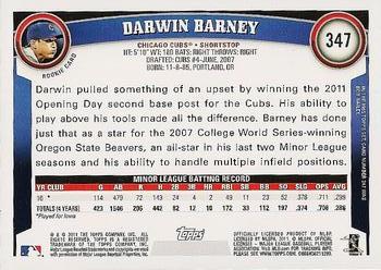 2011 Topps #347 Darwin Barney Back