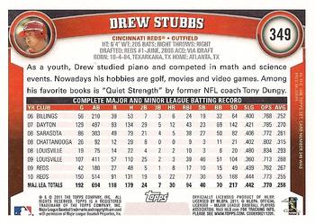 2011 Topps #349 Drew Stubbs Back