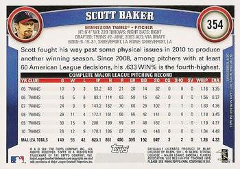 2011 Topps #354 Scott Baker Back