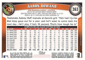 2011 Topps #363 Aaron Rowand Back