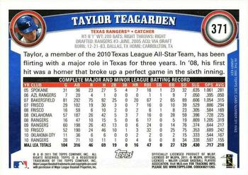 2011 Topps #371 Taylor Teagarden Back