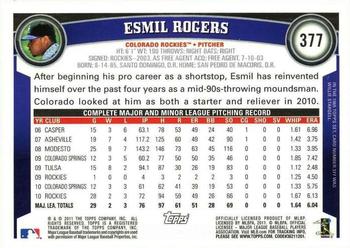 2011 Topps #377 Esmil Rogers Back