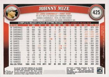 2011 Topps #425 Johnny Mize Back